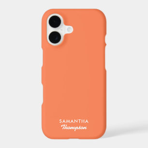 Modern Coral Pink Orange Signature Monogrammed