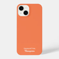 Modern Coral Pink Orange Signature Monogrammed