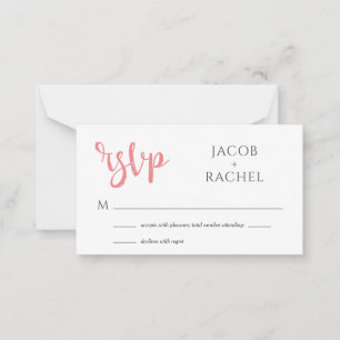 Modern Coral Script Generic Wedding RSVP Card