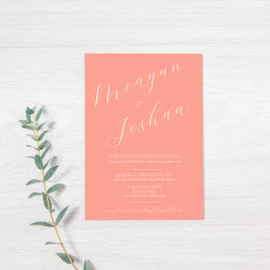 Modern Coral Spring Wedding Invitation