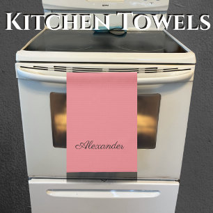 Modern Coral template,  Black Script  Kitchen Towel