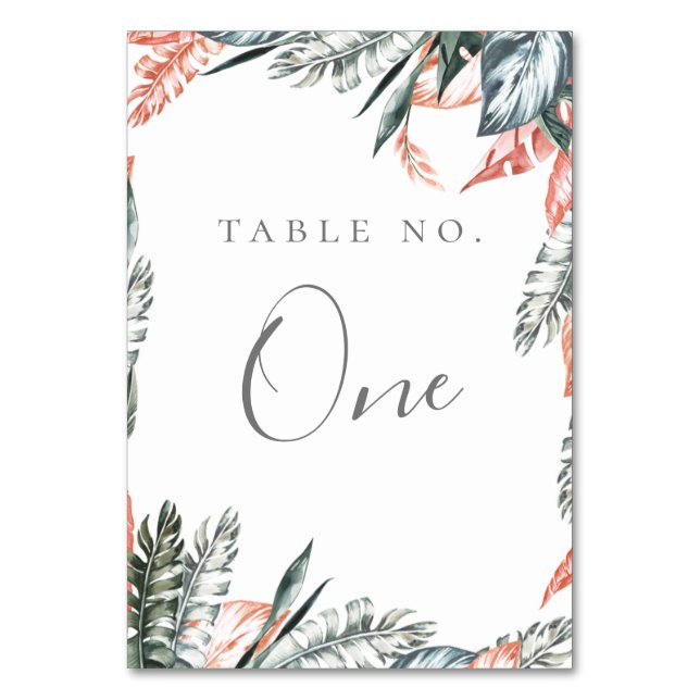 Modern Coral Tropics Frame Table Number (Front)