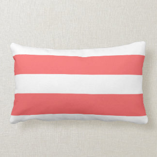 Modern Coral White Stripes Pattern Lumbar Pillow