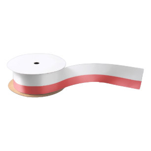 Modern Coral White Stripes Pattern Satin Ribbon