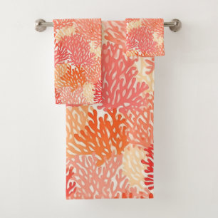 Modern corals pattern bath towel set