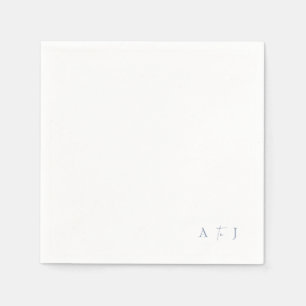  Modern Corner Initials "to" Wedding Dusty Blue  Napkin