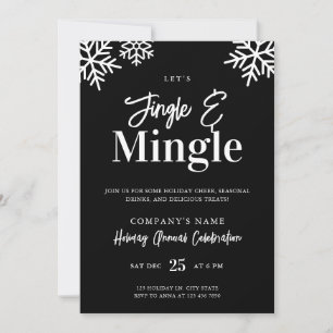 Modern Corporate Black Jingle Mingle Holiday Party Card