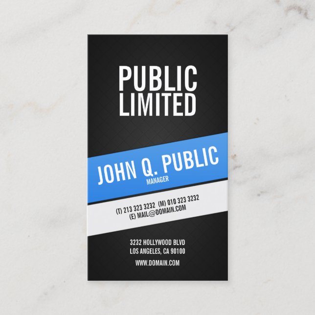Modern Corporate Black Professional Business Card (Front)
