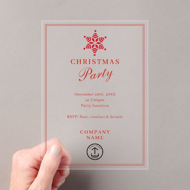 Modern Corporate Business Christmas Party  Acrylic Invitations (Insitu (Handheld))