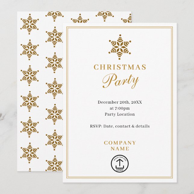 Modern Corporate Business Christmas Party Gold Invitation (Front/Back)