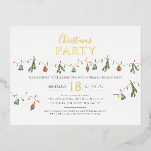 Modern Corporate Christmas Party Gold Foil Holiday Postcard
