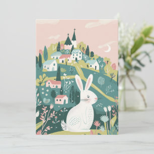 Modern Corporate Happy Easter Artistic Bunny Holiday Card