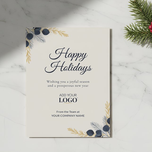 Modern Corporate Holiday Eucalyptus Navy & Gold (Creator Uploaded)