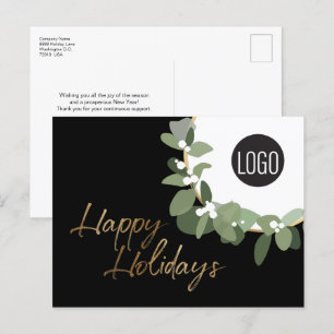 Modern Corporate Logo Happy Holidays No photo Holiday Postcard