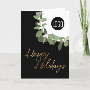 Modern Corporate Logo Happy Holidays vertical Holi Holiday Card