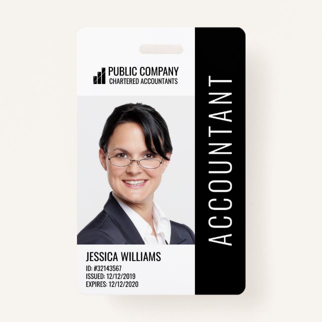 Modern Corporate Logo Photo Employee ID Badge (Front)