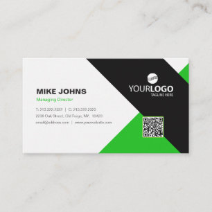 Modern Corporate & Professional Green & Black Business Card