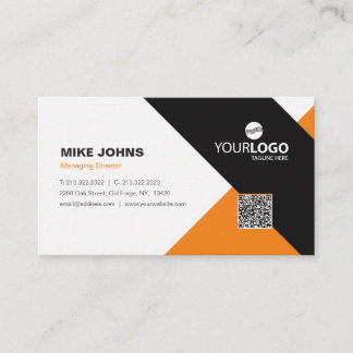 Modern Corporate & Professional Orange & Black Business Card