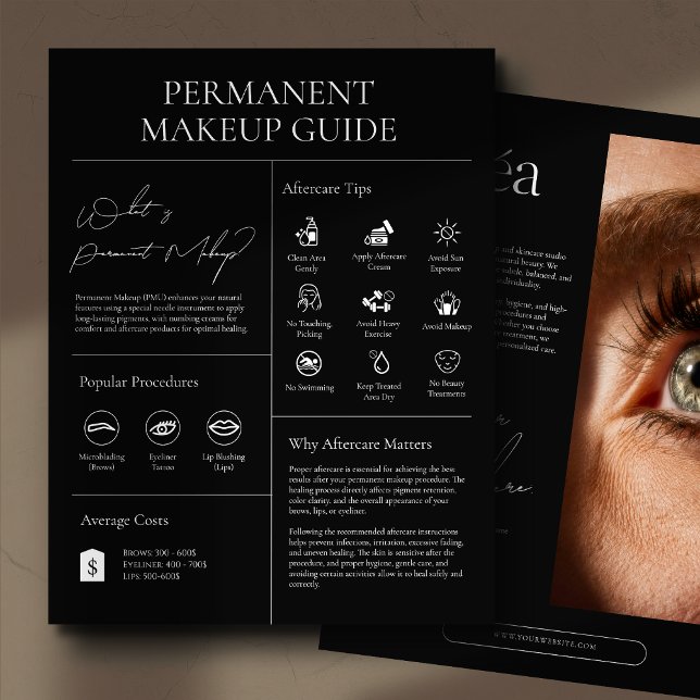 Modern Cosmetic Permanent Makeup Aftercare Guide Flyer (Creator Uploaded)