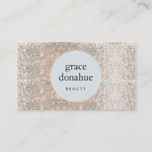Modern Cosmetologist Silver Sequin Beauty Business Card