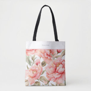 Modern Cottagecore Blush Peony Tote Bag