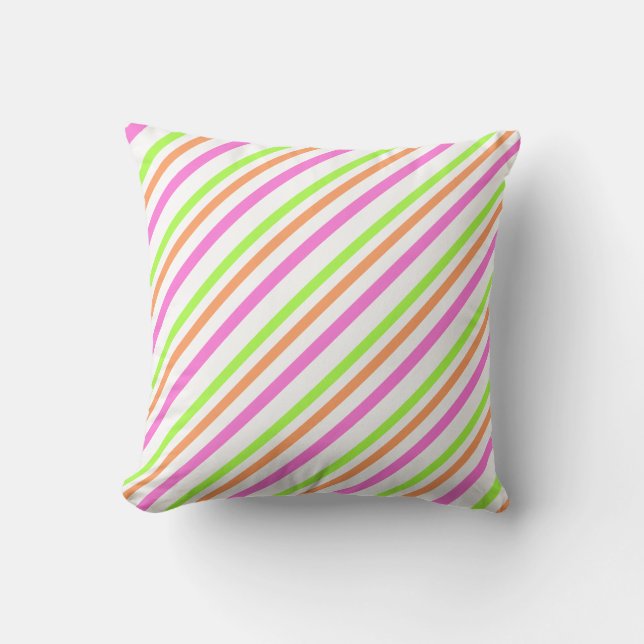 Modern Cotton Candy Stripes Trendy Throw Pillow (Front)