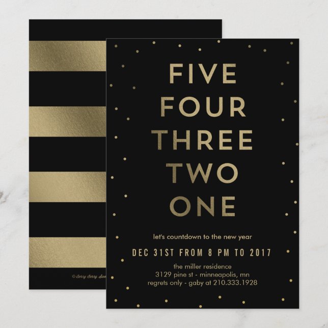 Modern Countdown EDITABLE COLOR New Year Party Invitation (Front/Back)