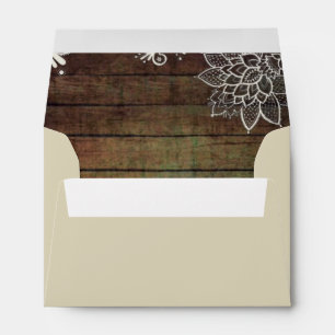 modern country barn wood lace rustic wedding envelopes