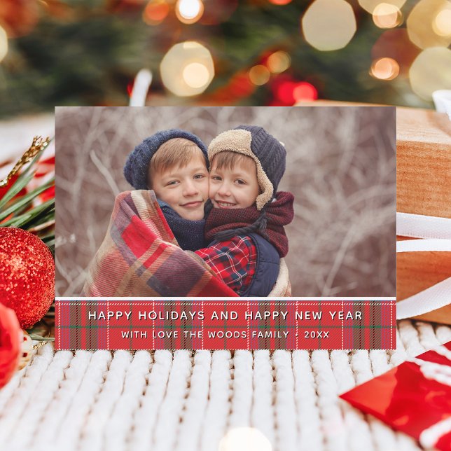 Modern Country Christmas Plaid Red Green Photo Holiday Card (Modern Country Christmas Plaid Red Green Photo Holiday Card)
