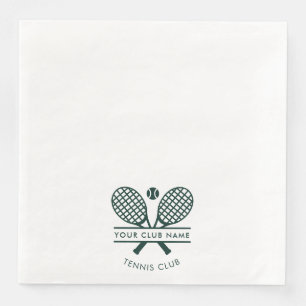 Modern Country Club Name Tennis Racket Motif Napkin