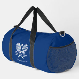 Modern Country Club Name Tennis Rackets Motif Blue Duffle Bag