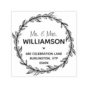 Modern Country Return Address Foliage Wreath Self-inking Stamp