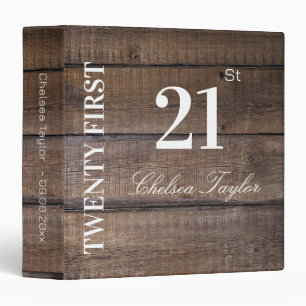 Modern Country Rustic Wood 21st Birthday Binder