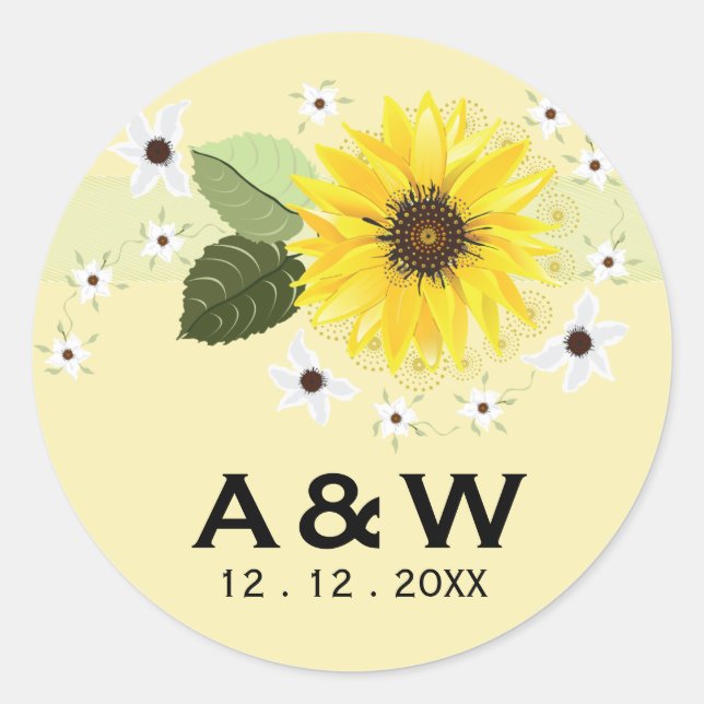 Modern Country Sunflower Floral Wedding Seal (Front)