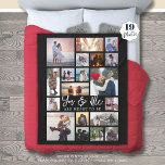 Modern Couple 19 Photo Collage Custom Colour Title Fleece Blanket<br><div class="desc">Create your own modern photo memory blanket utilizing this easy-to-upload photo collage template with 19 pictures in various shapes and sizes and your name or custom title (shown with YOU & ME ARE MEANT TO BE) in a chic handwritten script typography. CHANGES: Change the black background colour and/or the title...</div>