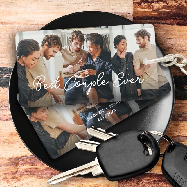 Modern Couple 3 Photo Collage Best Couple Ever Keychain (Creator Uploaded)