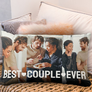 Modern Couple 3 Photo Collage Best Couple Ever Lumbar Pillow