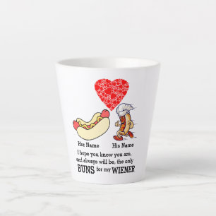 Modern Couple buns and wiener lovers custom Latte Mug