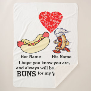Modern Couple buns and wiener lovers custom Sherpa Blanket