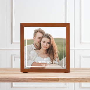 Modern Couple Collage Photo & Minimal Family Gift Desk Organizer