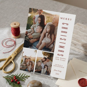 Modern Couple Family Photo Collage Christmas Holiday Card