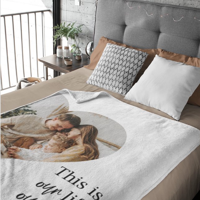 Modern Couple Family Photo & Family Quote Gift Fleece Blanket (Creator Uploaded)