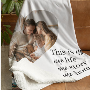 Modern Couple Family Photo & Family Quote Gift Sherpa Blanket