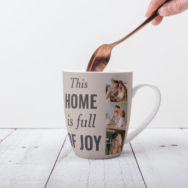 Modern Couple Family Photo & Family Quote Latte Mug (Creator Uploaded)