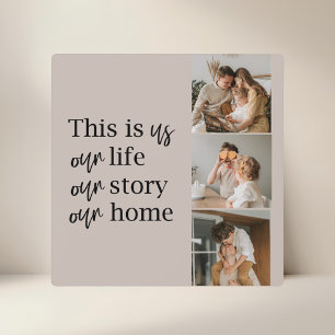 Modern Couple Family Photo & Family Quote Lovely Plaque