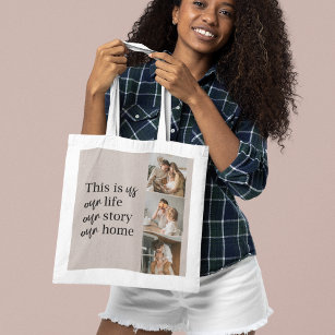 Modern Couple Family Photo & Family Quote Lovely Tote Bag