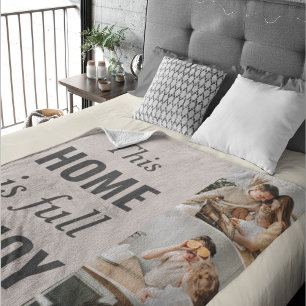 Modern Couple Family Photo & Family Quote Sherpa Blanket