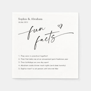 Modern Couple Fun Facts Wedding Napkin