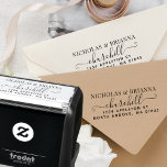 Modern Couple Last Name Elegant Return Address Self-inking Stamp<br><div class="desc">Modern Couple Last Name Elegant Return Address self-inking stamp.</div>