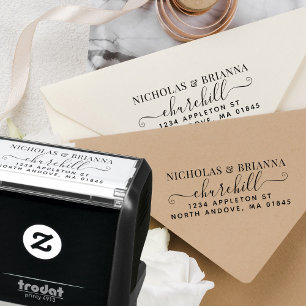 Modern Couple Last Name Elegant Return Address Self-inking Stamp